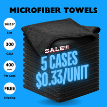 Load image into Gallery viewer, SALE! Black Microfiber Towels,  π (5 cases)