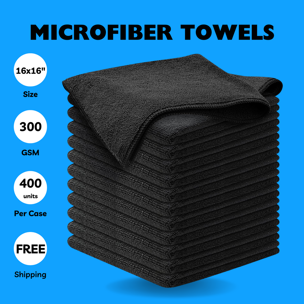 Black Microfiber Towels $0.37 per unit (Case Pack)👍