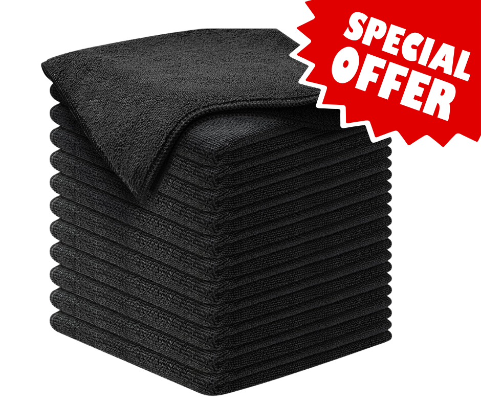 Black Microfiber Towels 300 GSM, 16x16