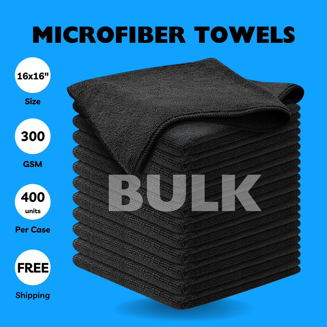 Black Microfiber Towels $0.35 per unit (Bulk)✅